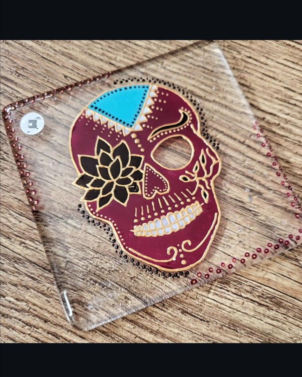 Fused Glass & Hand Painted Candy Skull Coaster