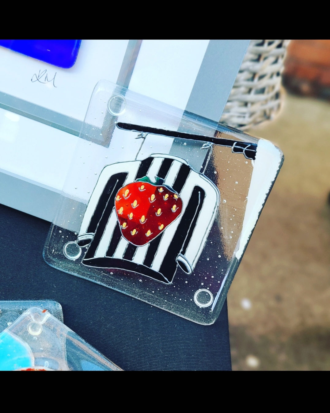 NUFC Strawberry Pub Sign Glass Coaster