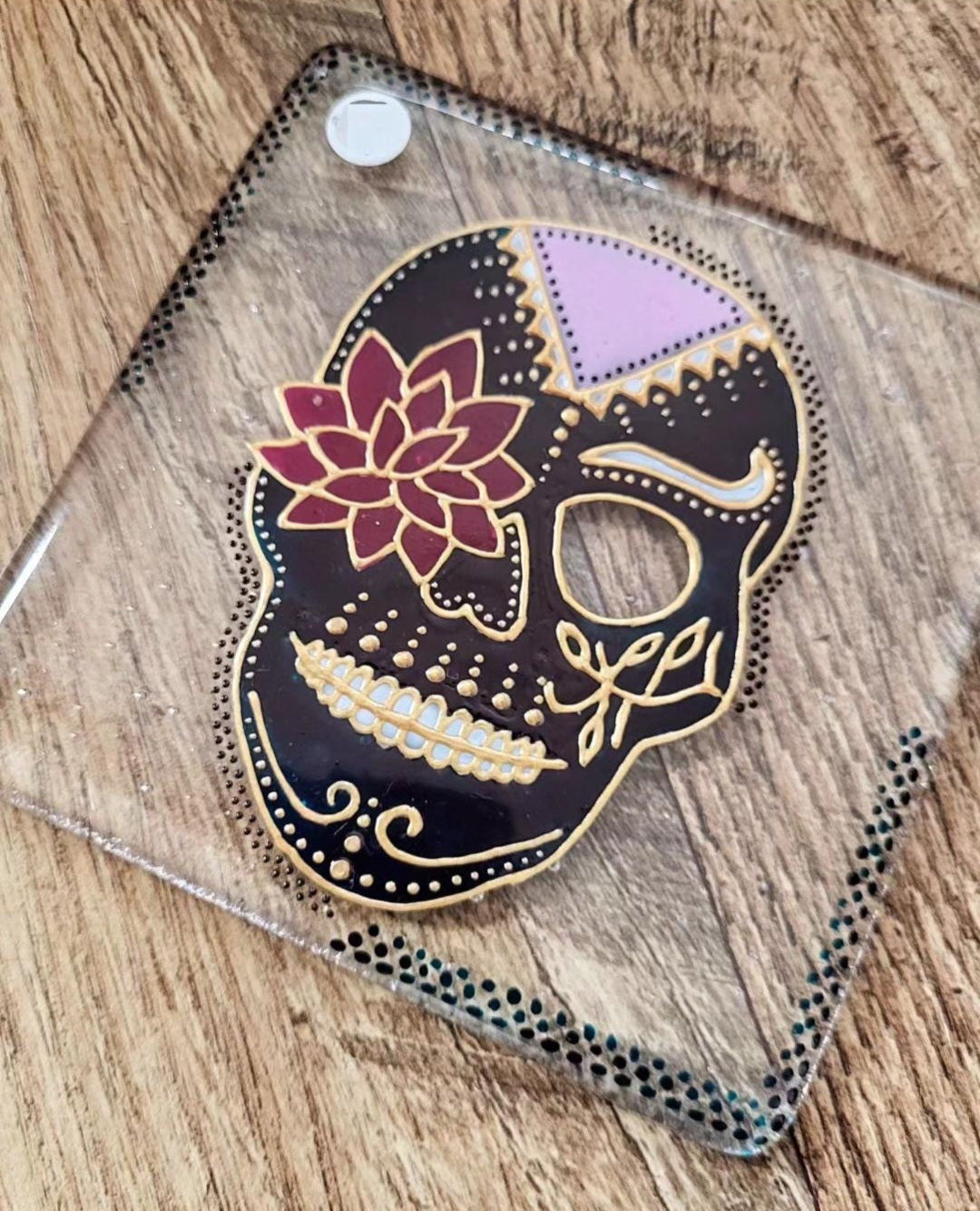 Fused Glass Candy Skull Coaster