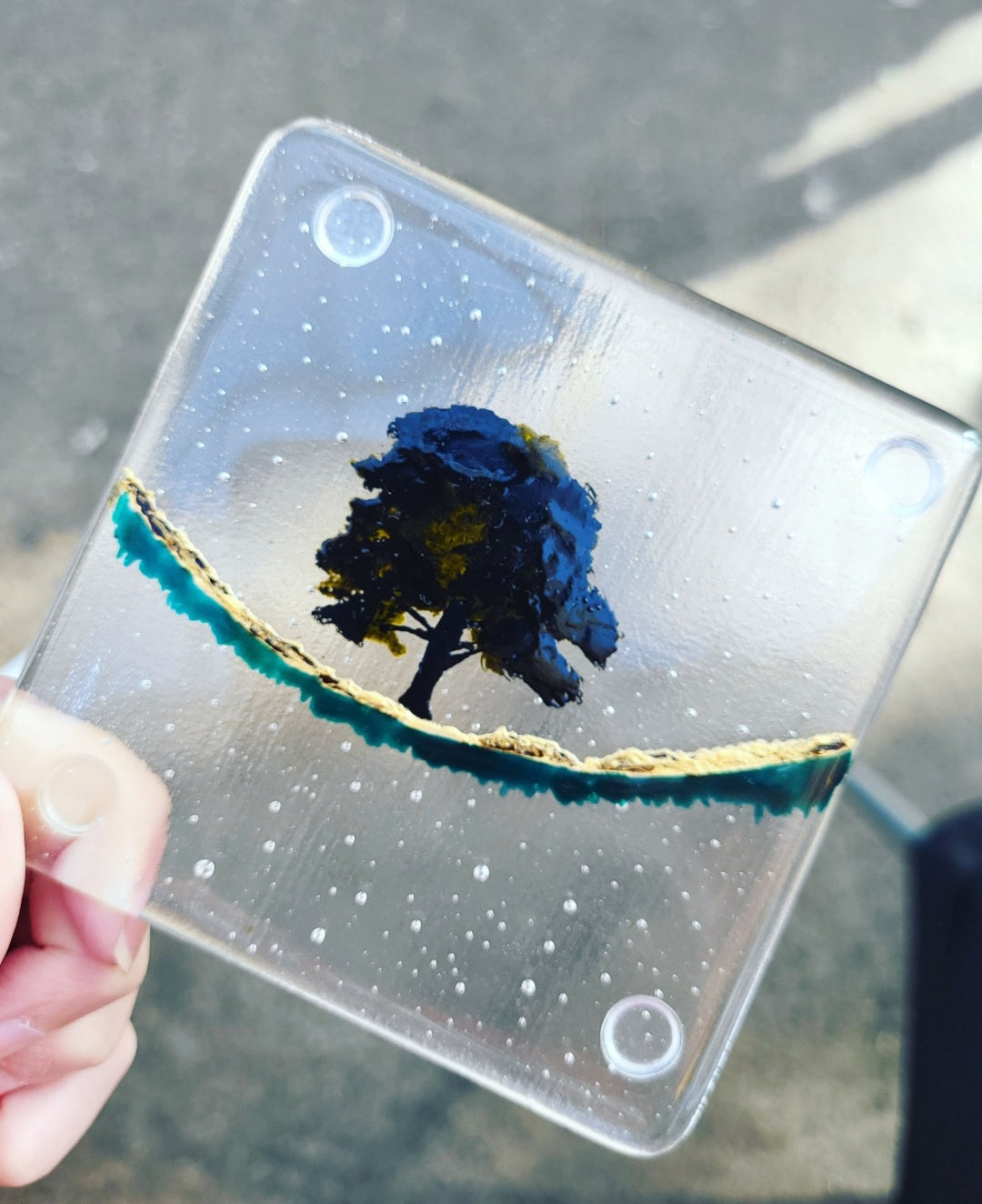 Fused Glass, Sycamore Gap Handpainted Glass Coaster