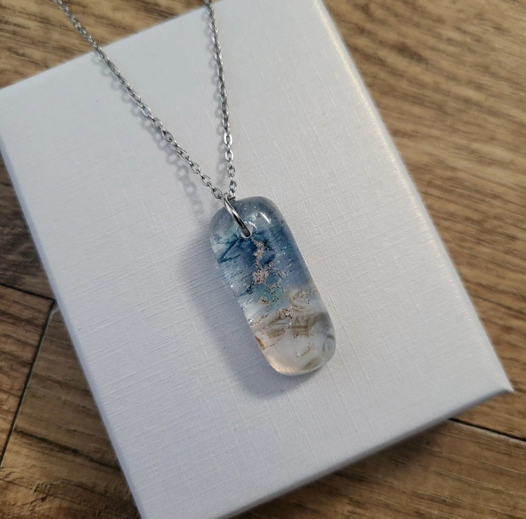 Fused Glass Beach Pendant: Infused with real sand from your favourite North East beach
