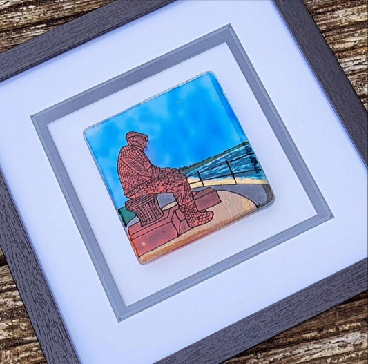 Framed painting of Fiddlers Green, North Sheilds on Fused Glass