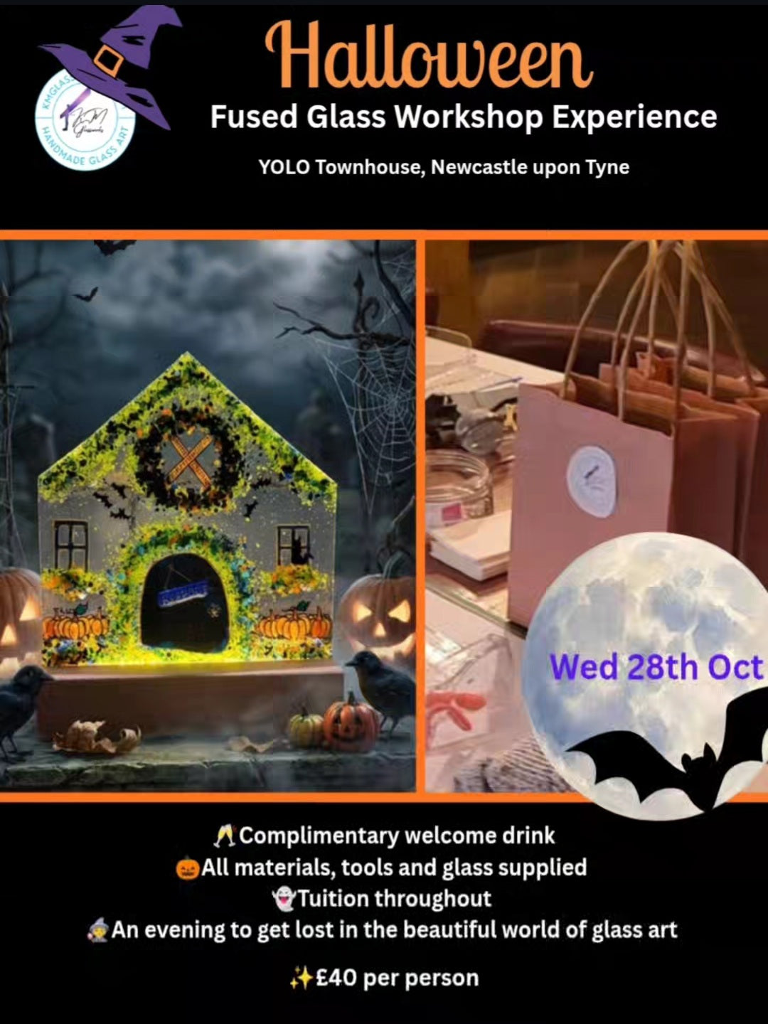 Fused Glass Workshop Experience @ YOLO, Newcastle, Wednesday 28th October - 18:00 - 20:00